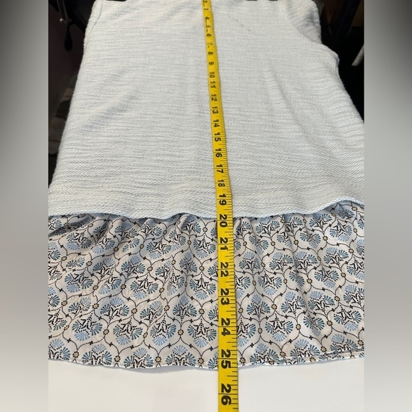 Loft Combination Textured Knit Boho Print Tunic Long Sleeve Top Blue Sz XS - Picture 8 of 10